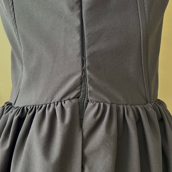 Zara Ruched Corset Dress Black Square Neck V-Waist Size L - Picture 12 of 15